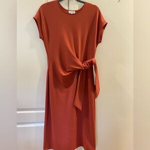 Nordstrom Rust Midi Dress with Waist Tie